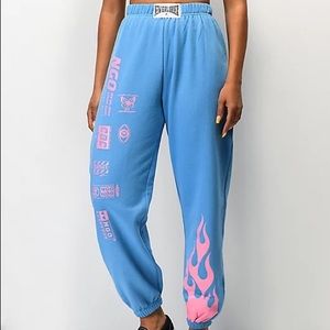 Flame pink and blue jogger sweatpants